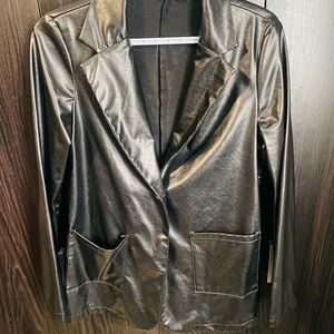 Black Faux Leather Women's Jacket